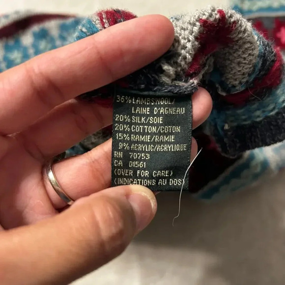 Vintage Wool Blend Cardigan Asweater Nordic Fair Isle Blue Women’s Medium - Picture 5 of 9